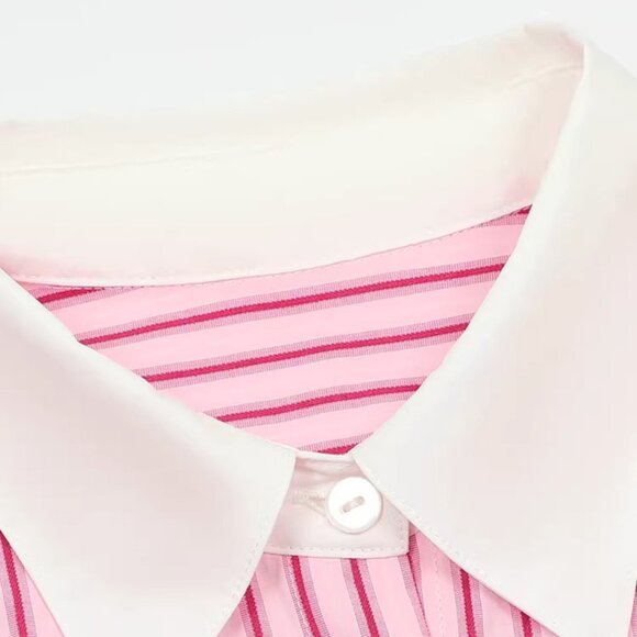B.Sure Pink And White Striped Casual Shirt - Picture 3 of 4